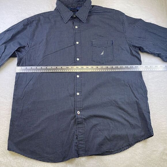 Nautica Shirt Mens Size XL Blue Plaid Casual Button Up Long Sleeve - Picture 6 of 11